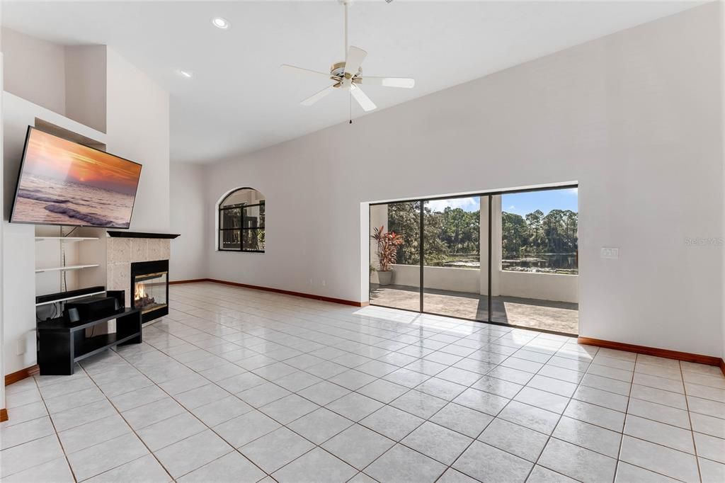 The Living room features a spectacular view of the lake