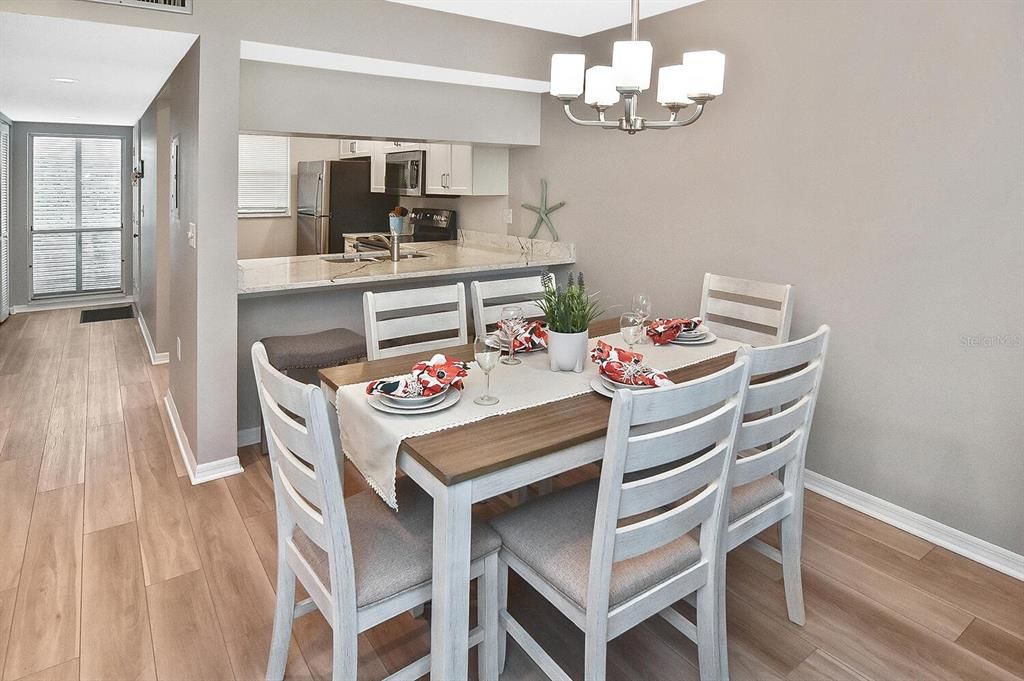 Dining area, foyer, kitchen