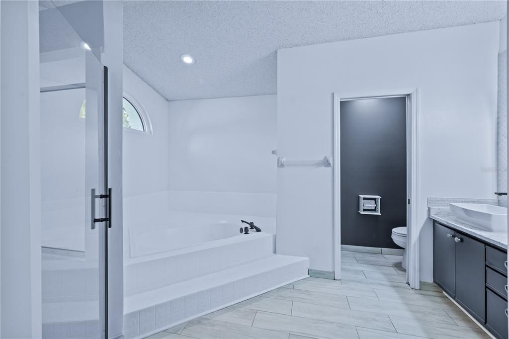 Master bath with soaking tub and shower