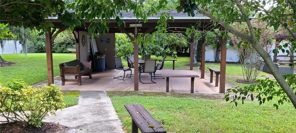 Gazebo with sidewalks.