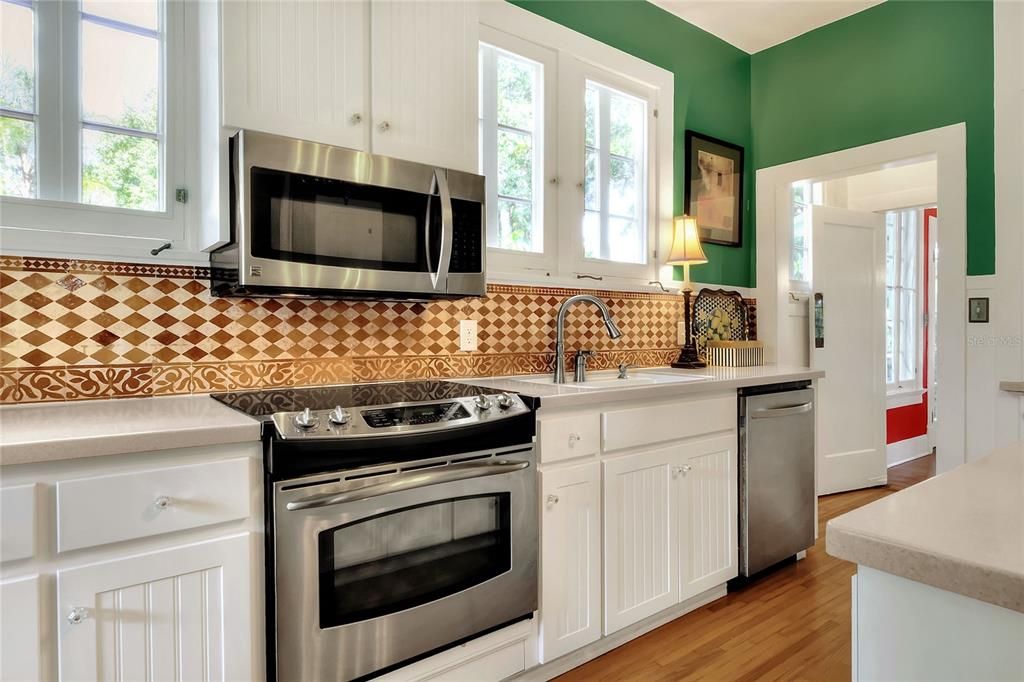 Moroccan tile backsplash.