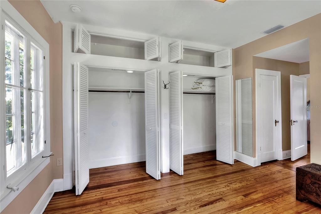 Primary bedroom closets in the dressing room.