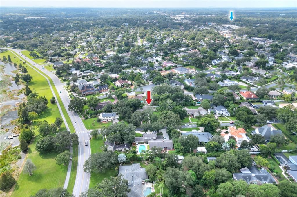 Convenient shopping nearby at Southgate Shopping Center marked by the blue arrow.