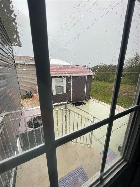 Stairs off sunroom for backyard/shed access