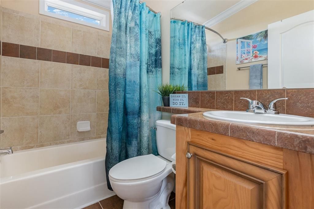 Tiled shower/bath combo for 2nd bedroom