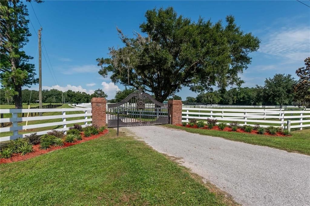 Gated farm entrance off of highway 225.