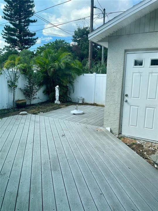 Rear garage entrance from patio area