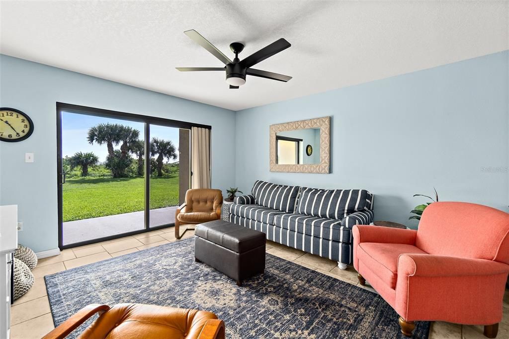 Open living room with tons of natural light.