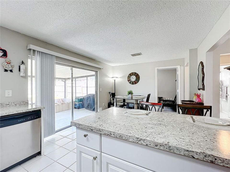 Kitchen island and dining room