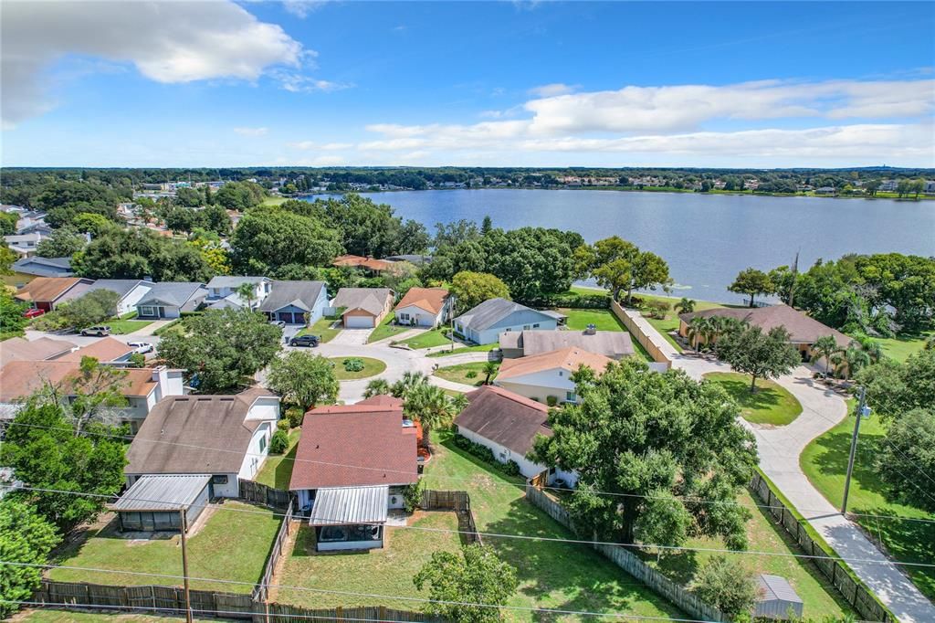 Aerial of the home and Lake Dexter