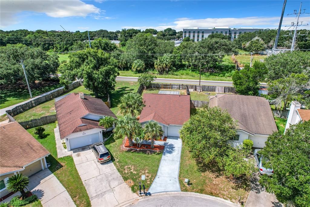 Aerial of the home and neighbors