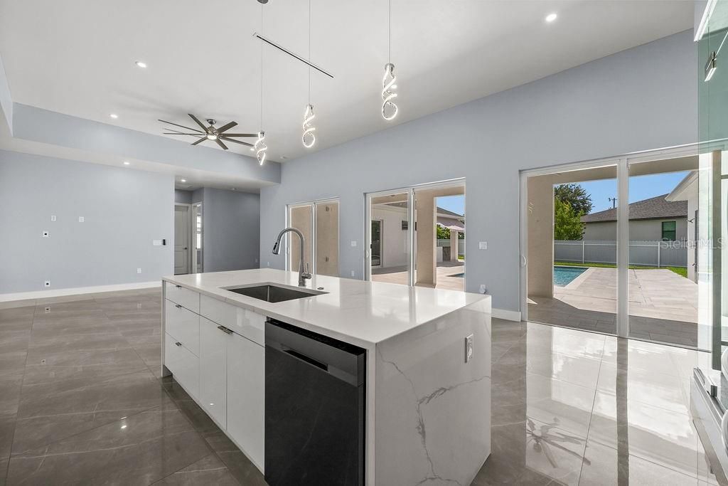 Kitchen with view of the patio