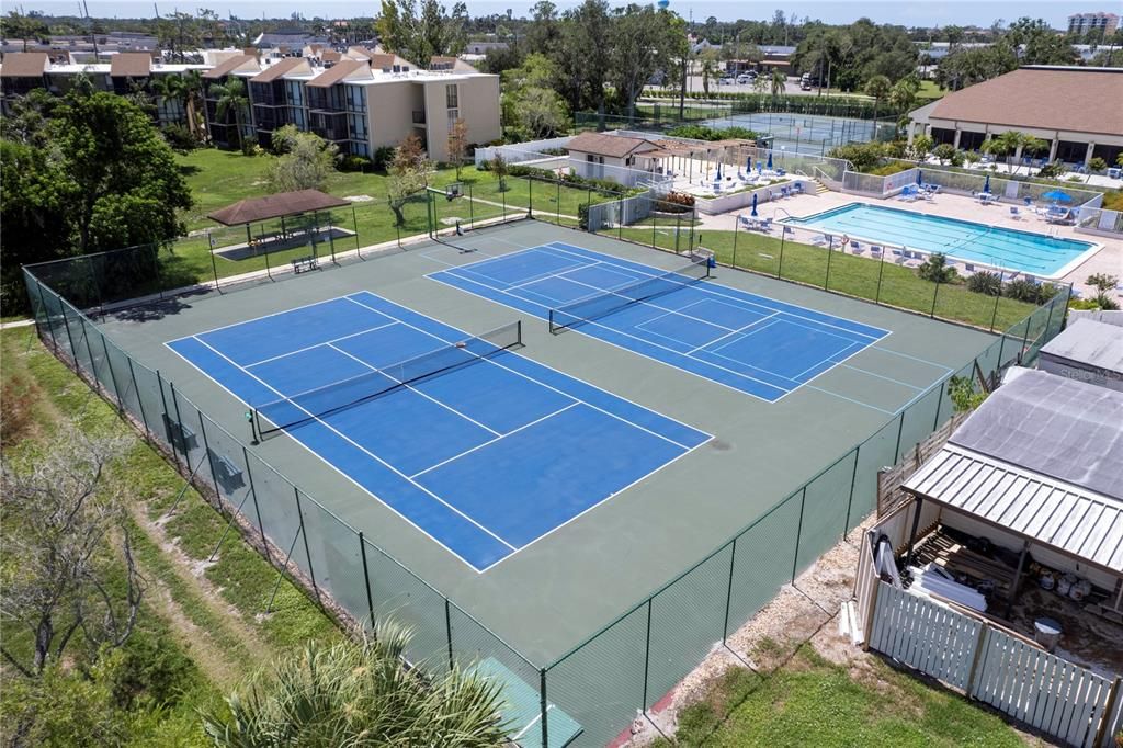 Multiple tennis courts.