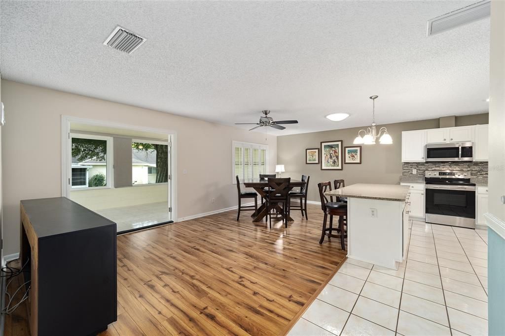 There is a large living space in this area, the air conditioned lanai is to the left and the kitchen is to the right.  This is being shown as a dining area, however, I have seen them used as a more casual living area where people gather as the cook(s) are busy making a feast!