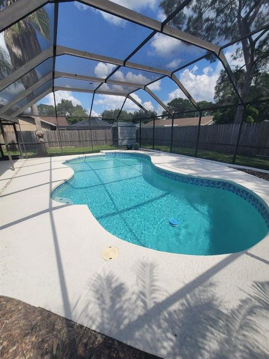 New painted pool deck