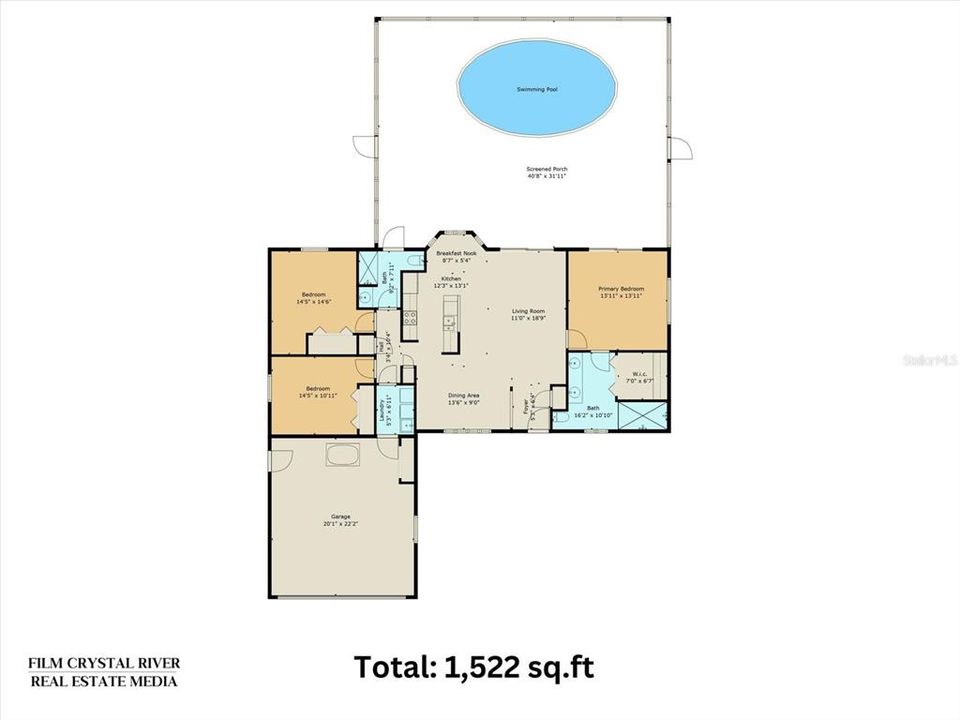 Floor Plan-3 BD/2 BA w/ 1522sqft Living Space