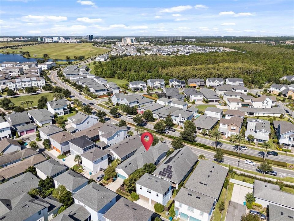 Aerial photo of home in Laureate Park community of Lake Nona.