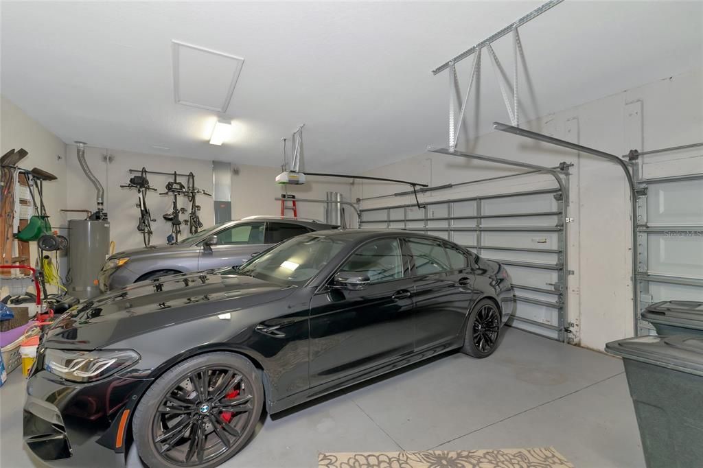 Three car garage, epoxy finished, 30' x 22'.