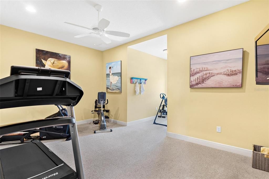 Primary Suite with private Fitness Room could be used for an Office/Den