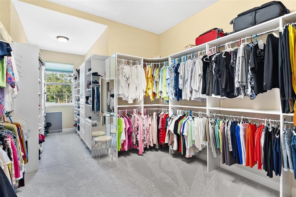 Oversized Primary Suite Custom Walk-in Closet #1 with Built-in Drawers