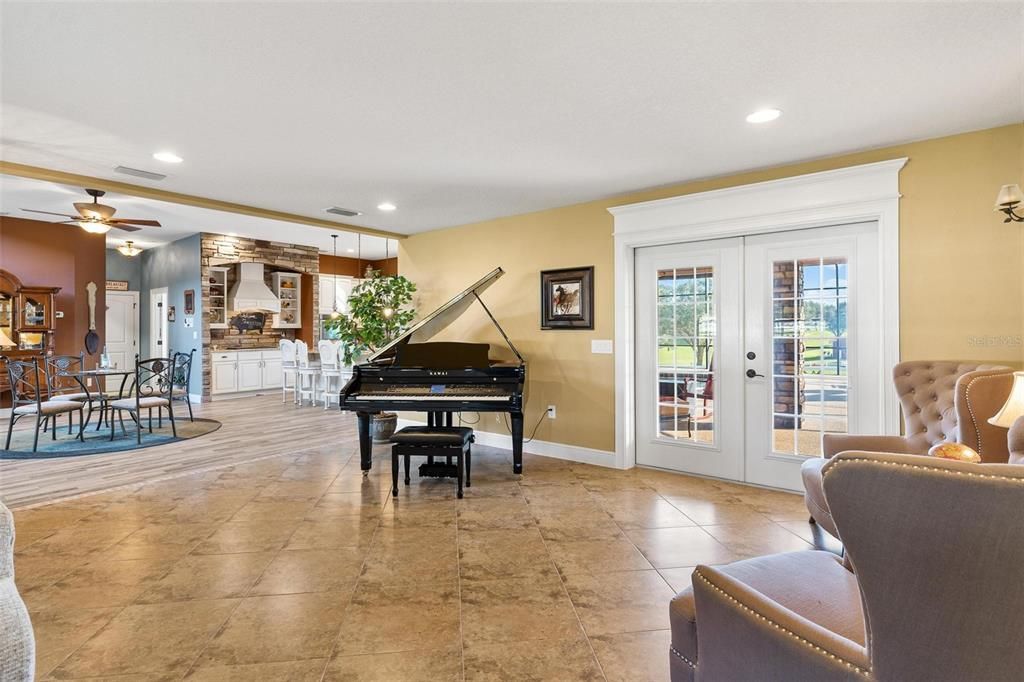 Great Room with French Doors leading to Lanai and Pool Area