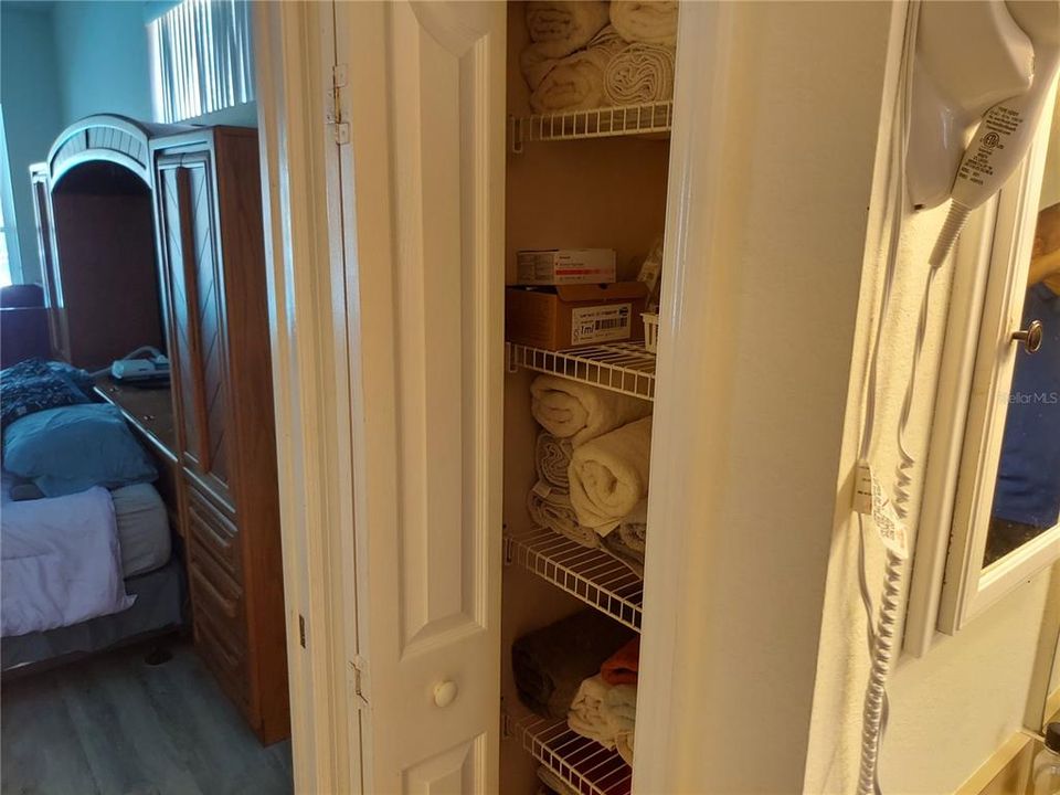 Linen closet in primary bath