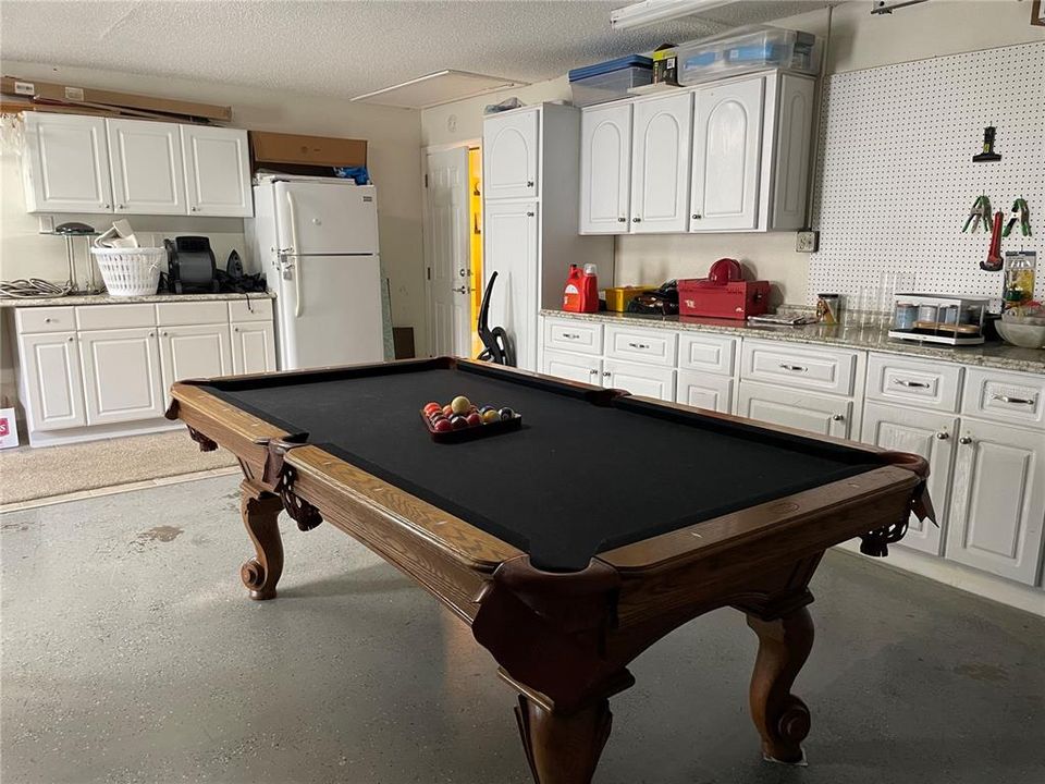 Pool table in garage