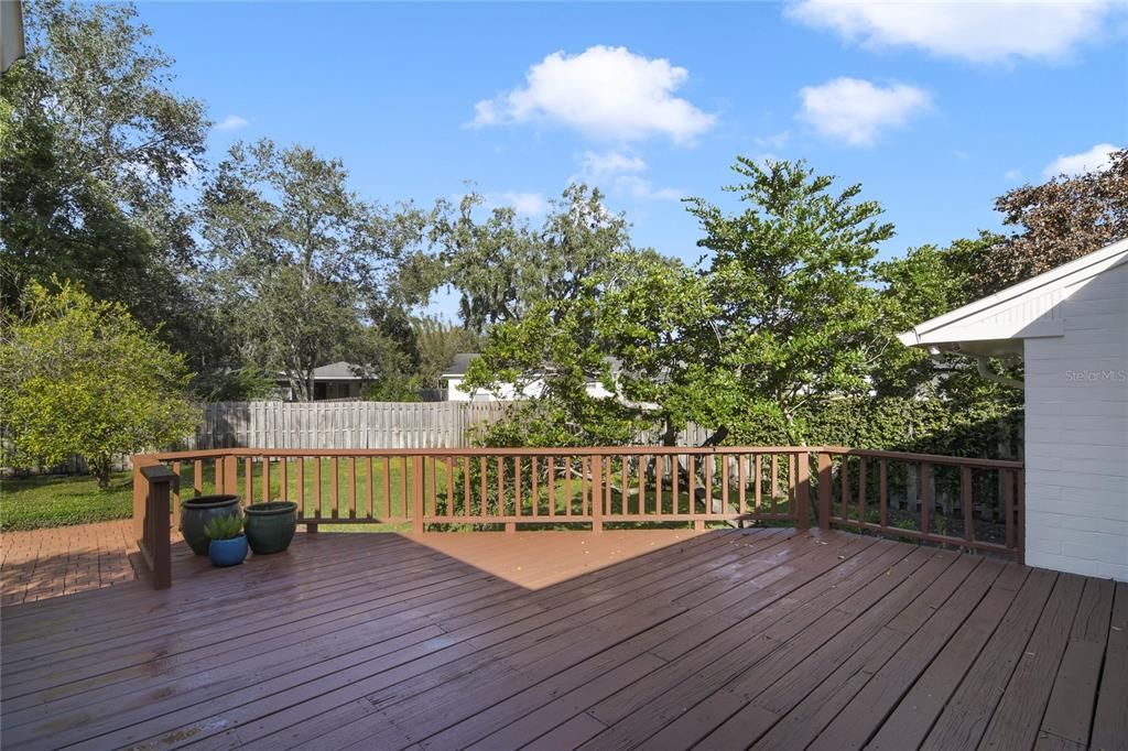 Back elevated wooden deck