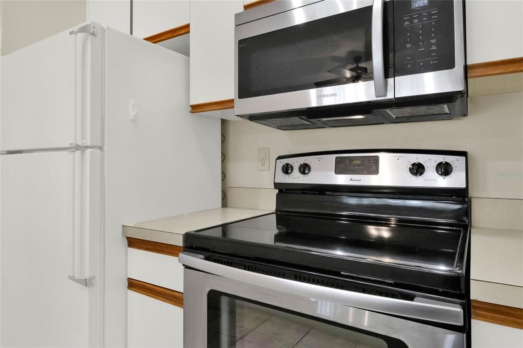 Stainless steel range and microwave