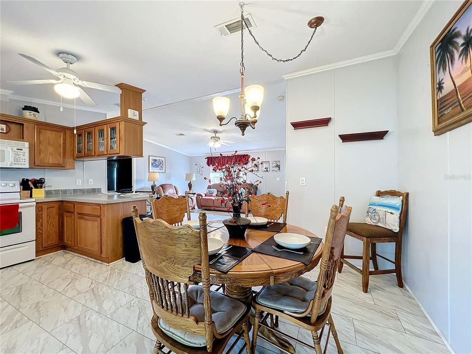 Dining room and view into the kitchen