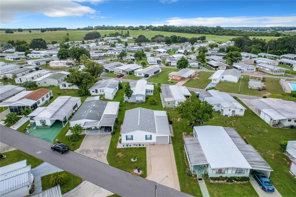 Aerial of the home and neighbors