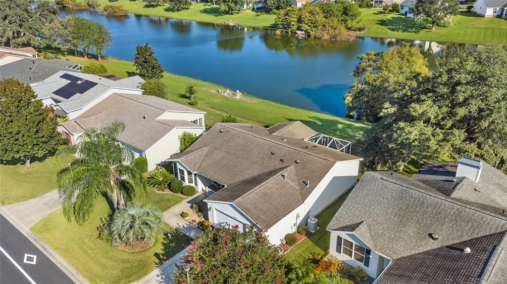 Ariel view showing pond behind the house.