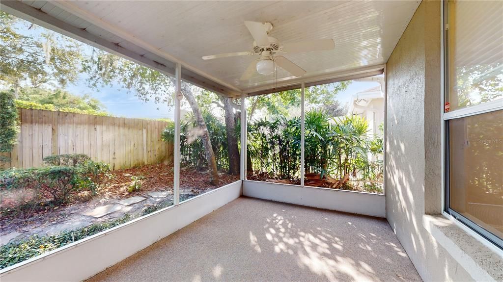 VIEWS OF BACKYARD FROM SCREENED PORCH