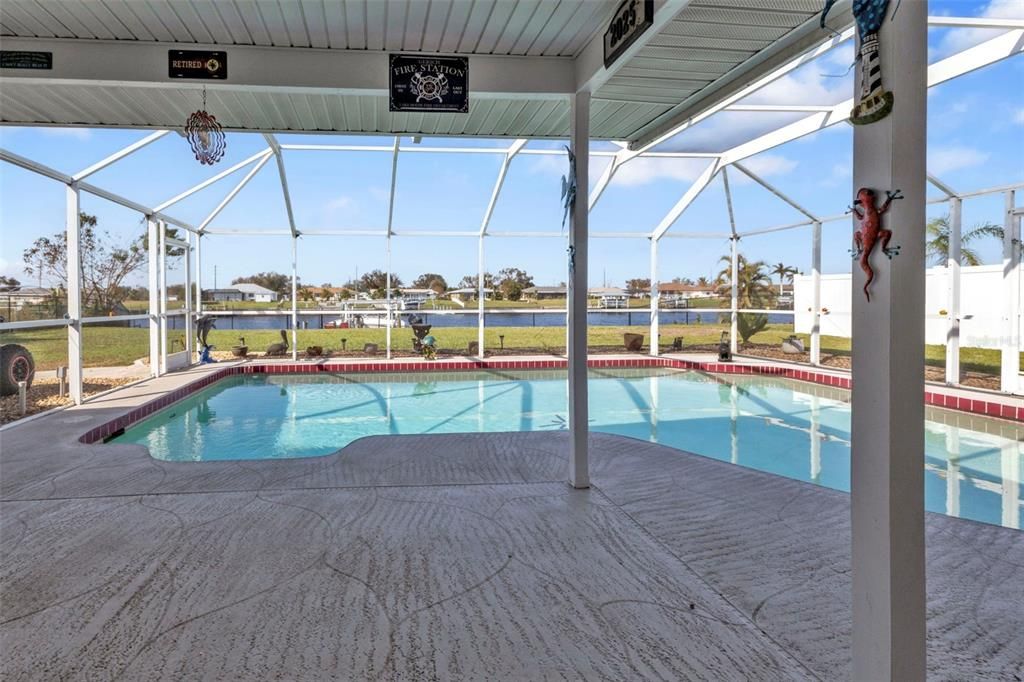 Over sized pool with a beautiful view.