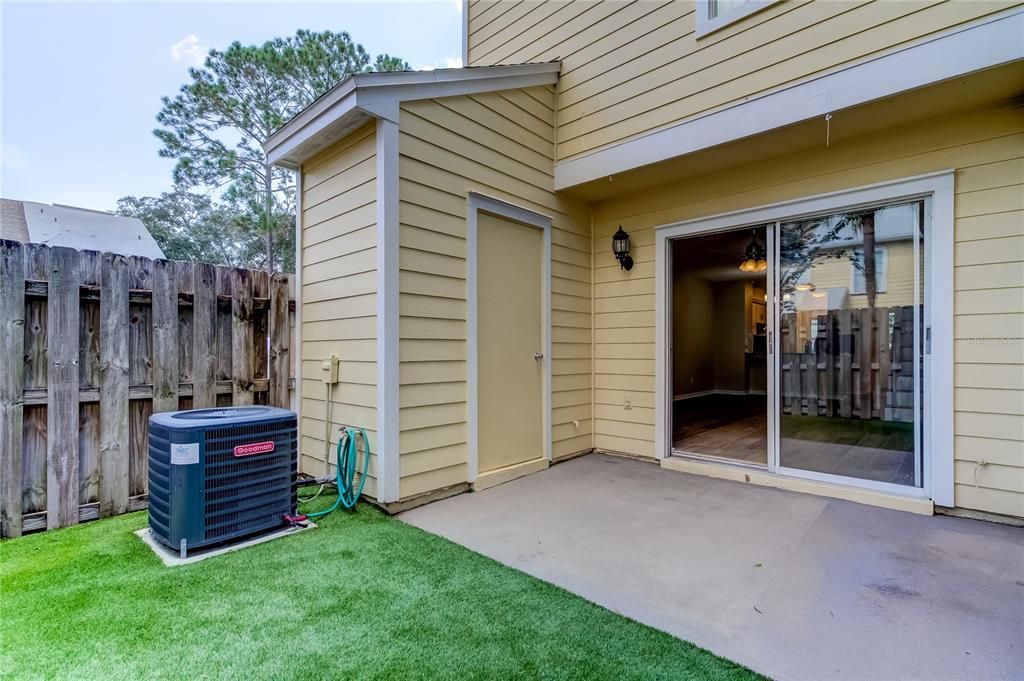 Shed and sliding glass door