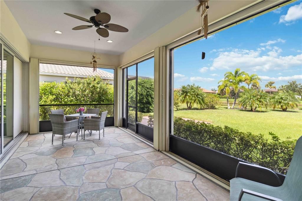 Large lanai with hurricane shutters