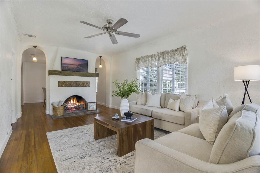 Family Room w/Wood Burning Fireplace