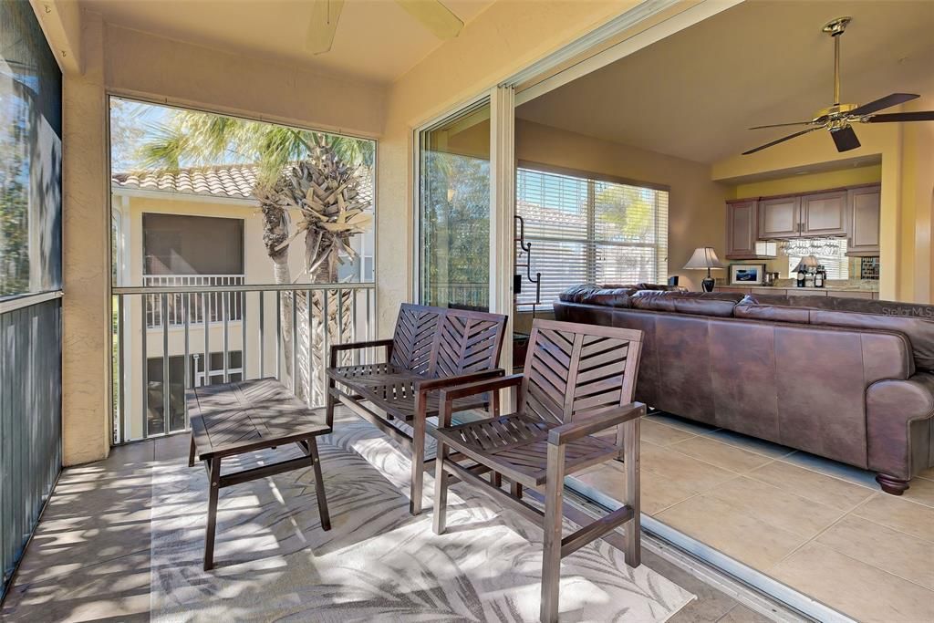 Open the sliding doors and bring the outdoors in to the main living area.