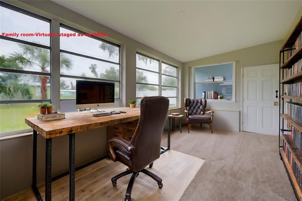 Family room -VIRTUALLY STAGED AS OFFICE