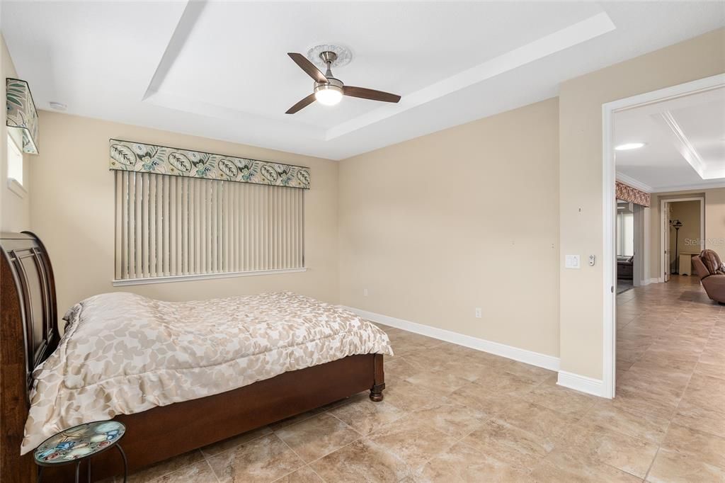 Primary bedroom is next to the dining room and great room