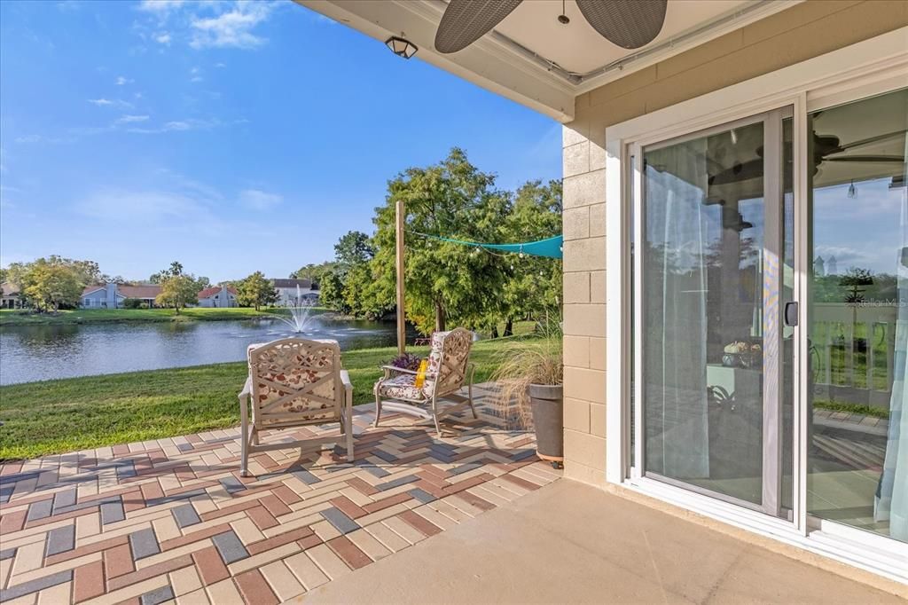 Serene Backyard- Water View with Fountain, Covered patio, Brick Pavers, great for BBQ and relaxation