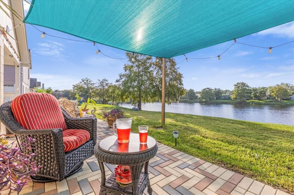 Serene Backyard- Water View with Fountain, Covered patio, Brick Pavers, great for BBQ and relaxation