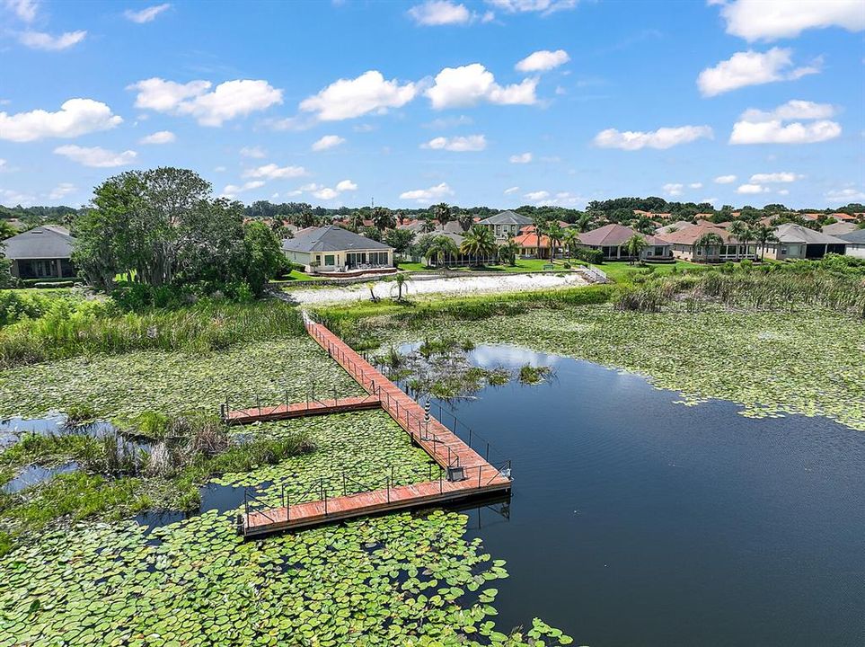 Beacg area and dock on Lake Miona