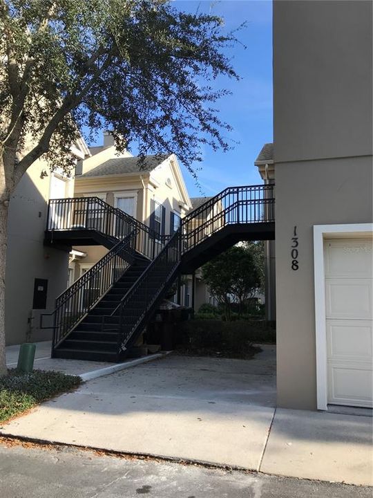 Rear access to apartment above Garage