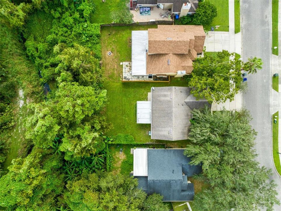 Aerial view of the backyard.