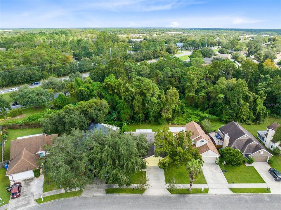 Aerial lview of the front of the home.