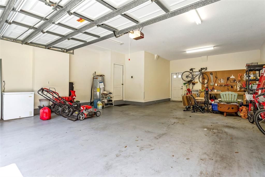 Garage has extra space for custom workbench