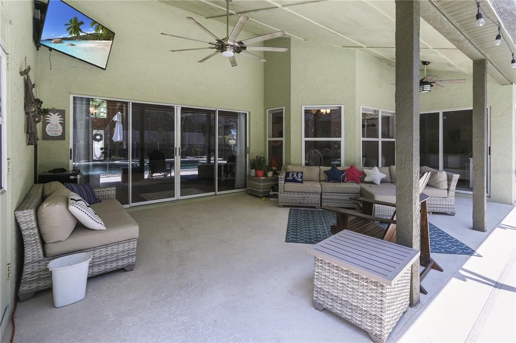 Covered patio with pool bath at far left