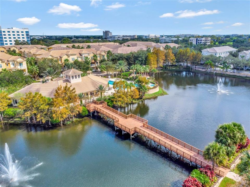 Community Lake, Rec Center, and Bridge