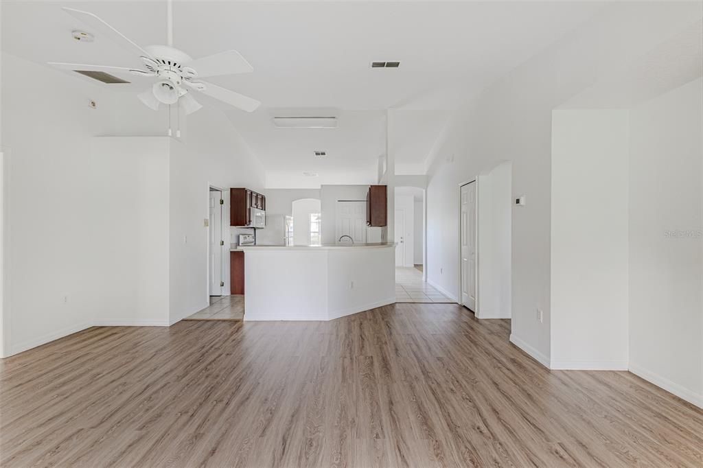 Living Room Looking Toward Kitchen and Front Door